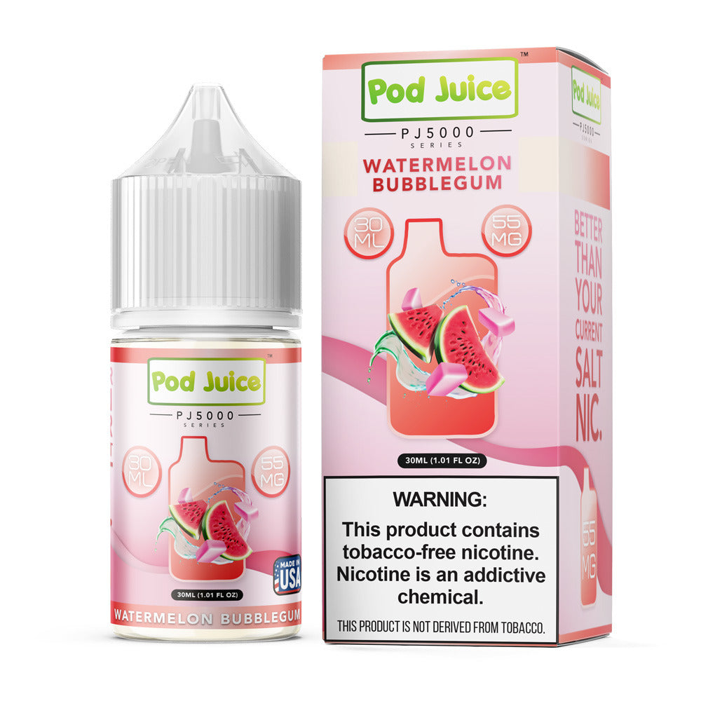 Pod Juice TFN PJ5000 Salt Series E-Liquid 30mL (Salt Nic) | Watermelon Bubblegum with packaging