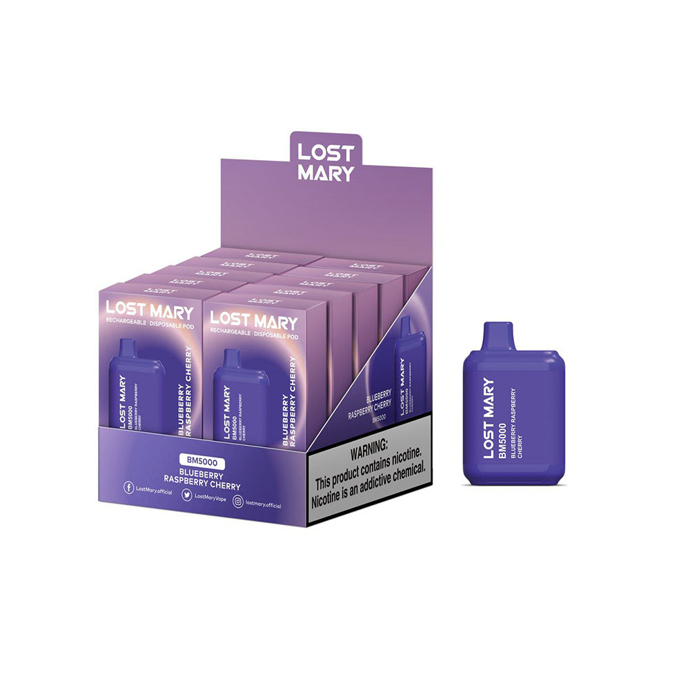 Lost Mary BM5000 3% 10PK | Blueberry Raspberry Cherry with packaging