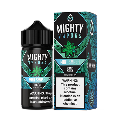 Mighty Vapors E-Juice 100mL (Freebase) Mint Smash with packaging