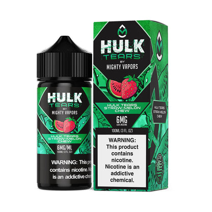 Mighty Vapors Hulk Tears E-Juice 100mL | Hulk Tears Straw Melon Chew with Packaging