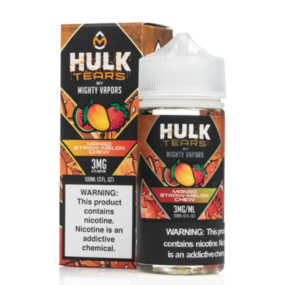 Mighty Vapors Hulk Tears E-Juice 100mL | Mango Straw Melon Chew With Packaging