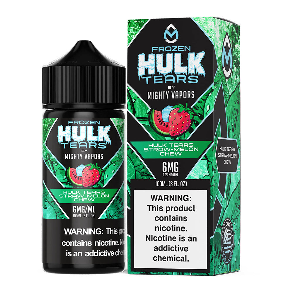 Mighty Vapors Hulk Tears E-Juice 100mL | Frozen Hulk Tears Straw Melon Chew with Packaging