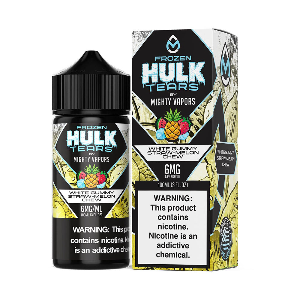 Mighty Vapors Hulk Tears E-Juice 100mL | Frozen White Gummy Straw Melon Chew with Packaging