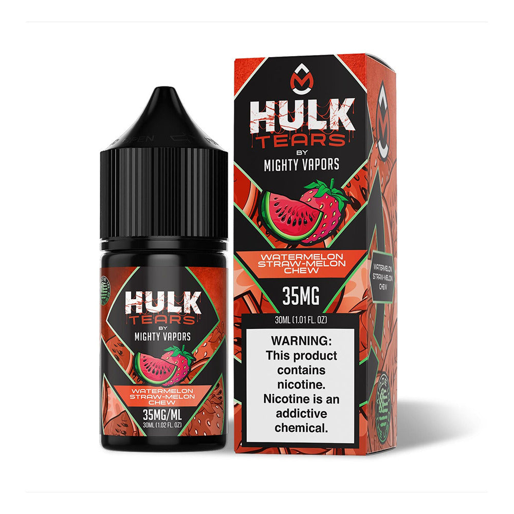 Mighty Vapors Hulk Tears Salt Series E-Liquid 30mL 35mg | Watermelon Straw melon Chew with Packaging