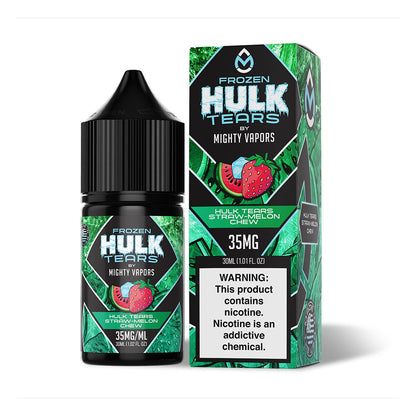 Mighty Vapors Hulk Tears Salt Series E-Liquid 30mL 35mg | Frozen Hulk Straw Melon Chew With Packaging