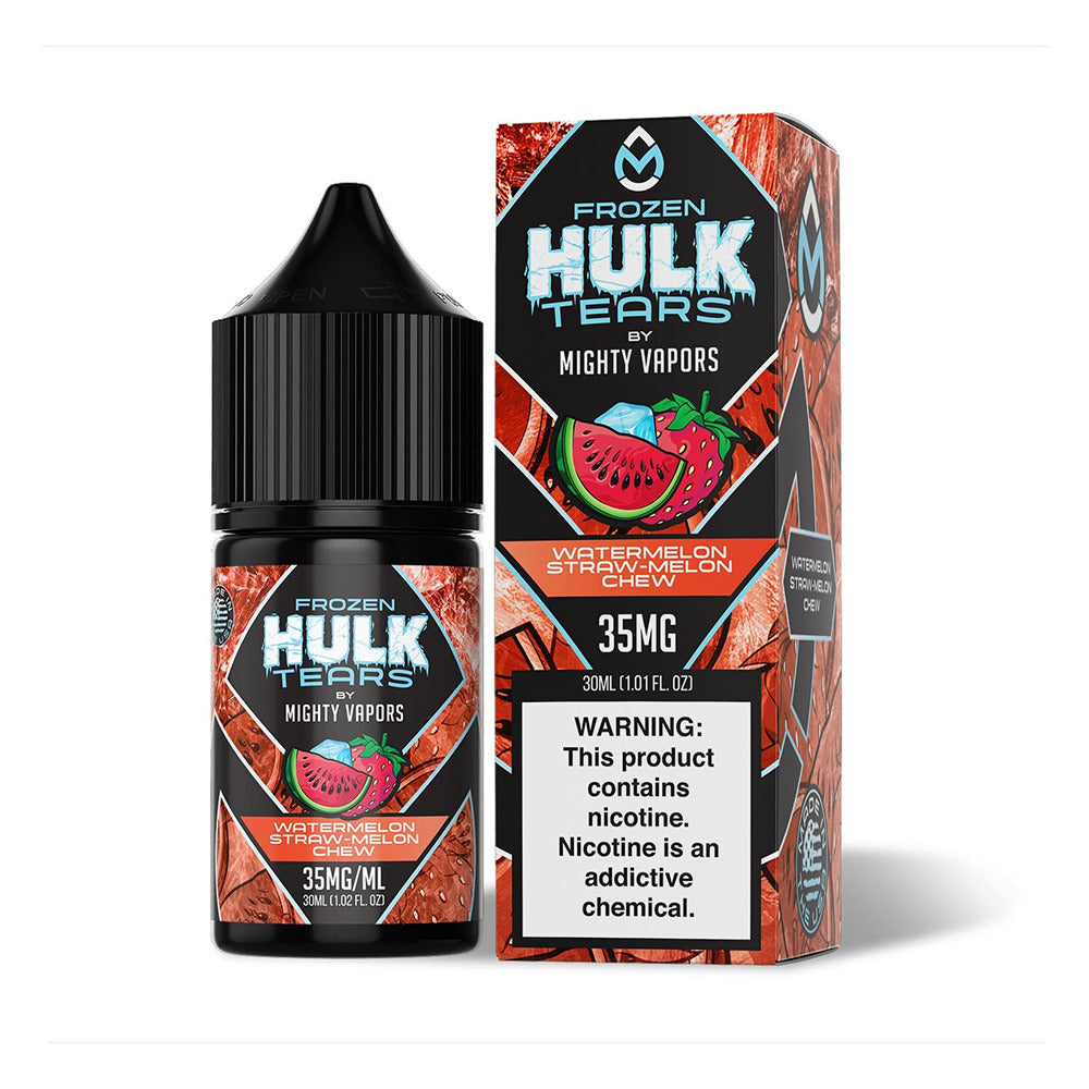 Mighty Vapors Hulk Tears Salt Series E-Liquid 30mL 35mg | Frozen Watermelon Straw Melon Chew With Packaging