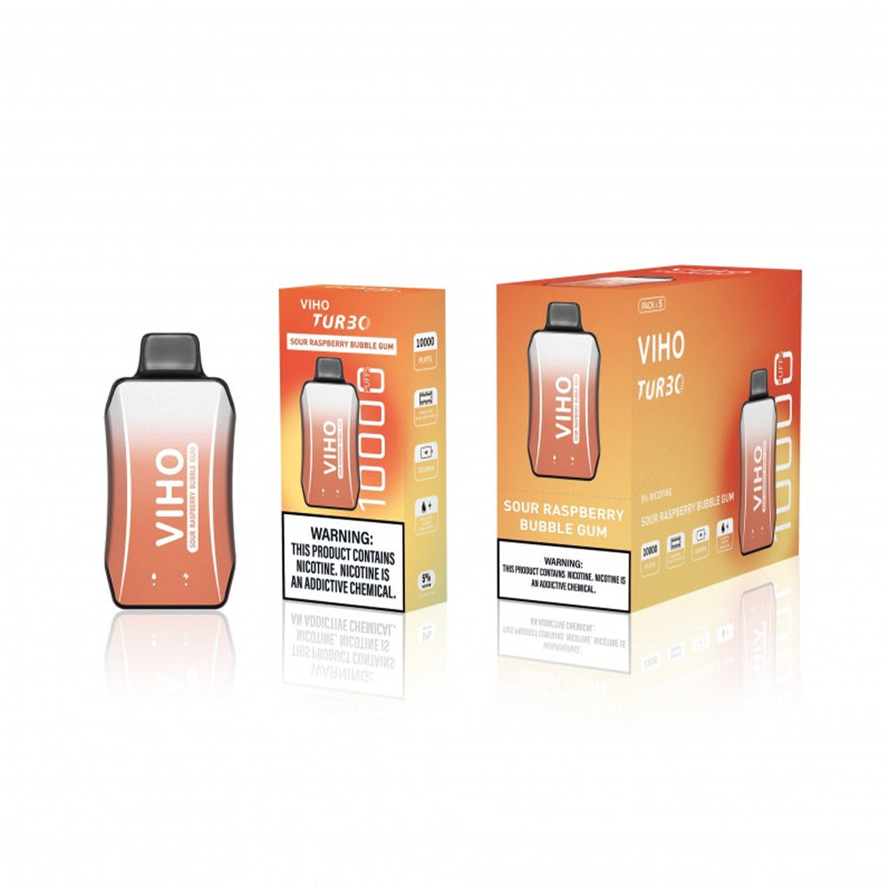 Viho Turbo Disposable 10000 Puffs (17mL) | MOQ 5 | Sour Raspberry Bubble Gum with Packaging