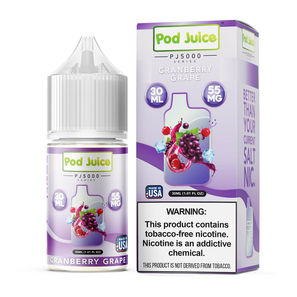 Pod Juice TFN PJ5000 Salt Series E-Liquid 30mL (Salt Nic) | Cranberry Grape with packaging