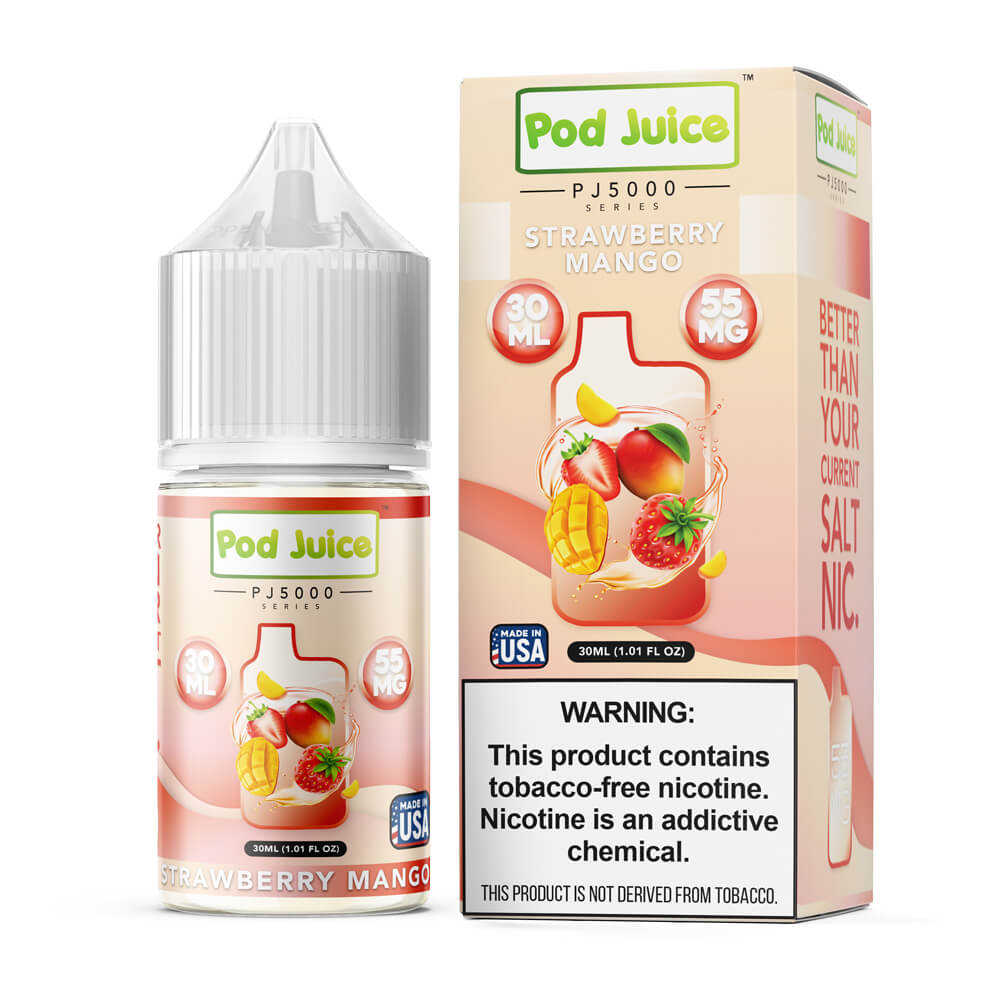 Pod Juice TFN PJ5000 Salt Series E-Liquid 30mL (Salt Nic) | Strawberry Mango with packaging