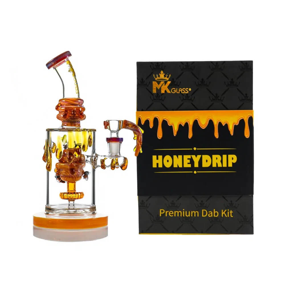 MKGlass MK109 Honeydrip Bee Rig 9″ Water Pipe | Brown