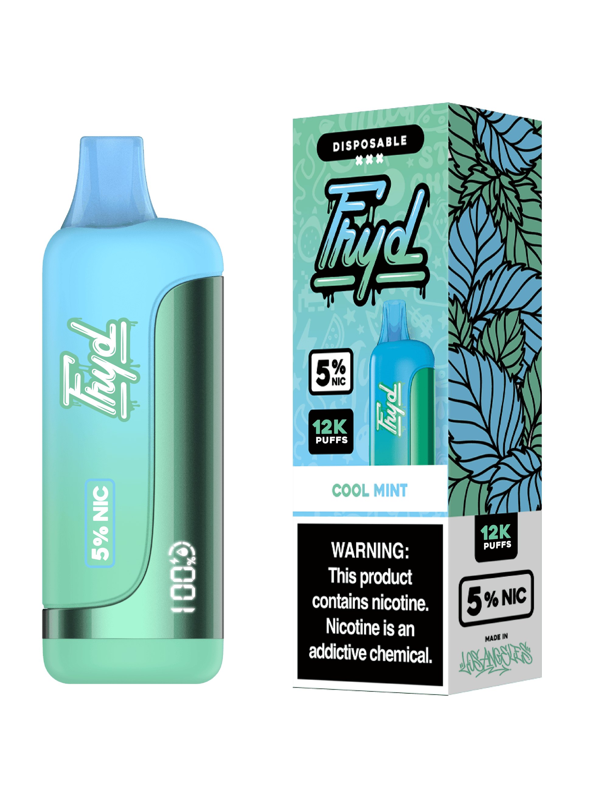 FRYD Disposable 12,000 Puffs 17mL 50mg | MOQ 5 | Cool Mint with packaging