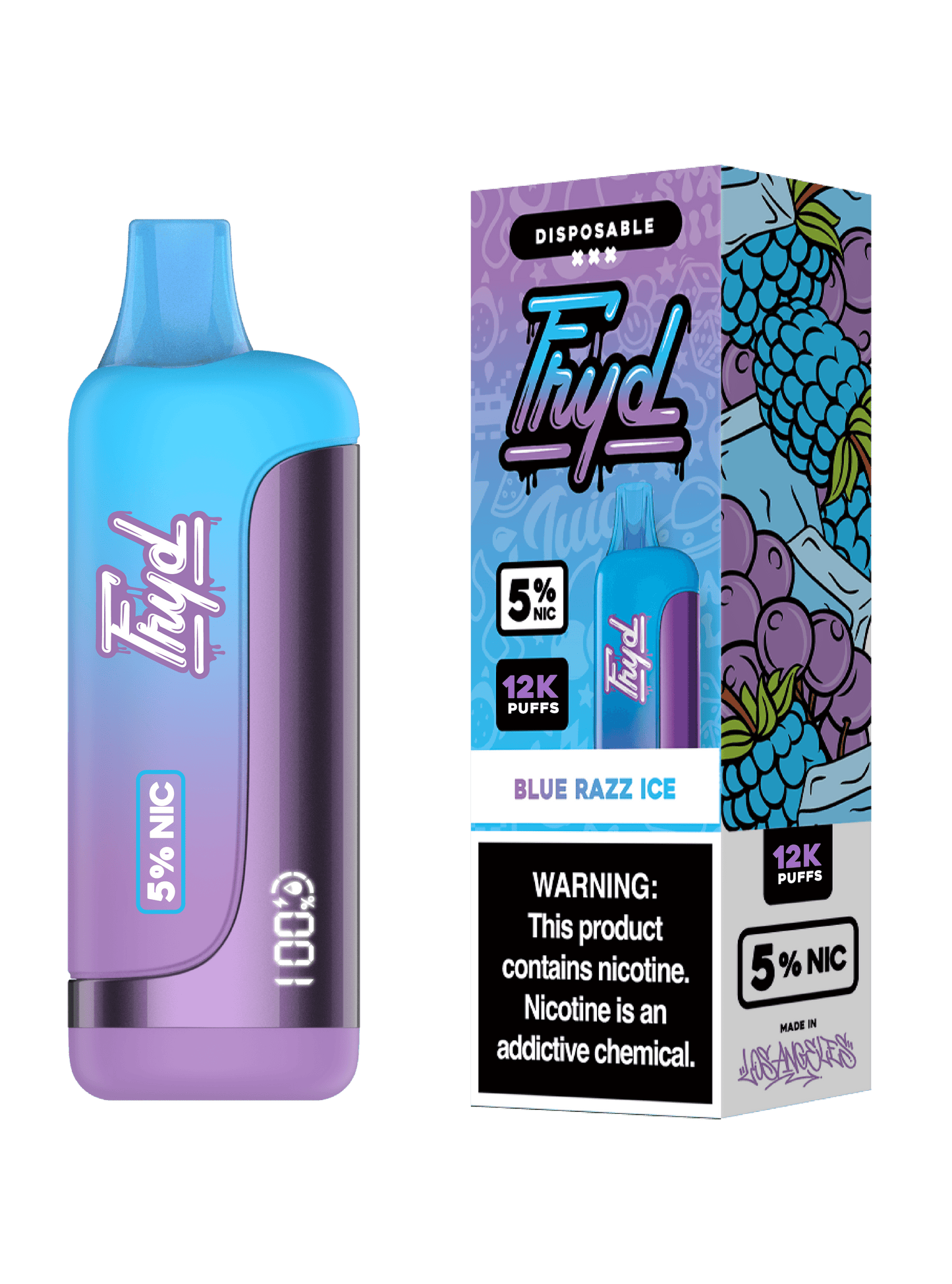 FRYD Disposable 12,000 Puffs 17mL 50mg | MOQ 5 | Blue Razz Ice with packaging