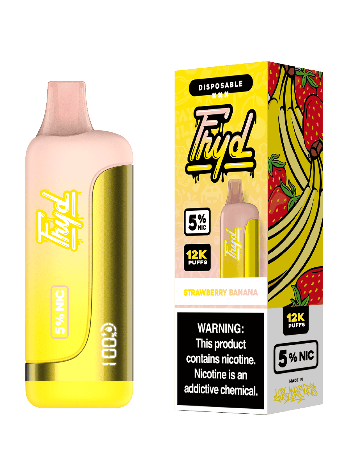 FRYD Disposable 12,000 Puffs 17mL 50mg | MOQ 5 | Strawberry Banana with packaging