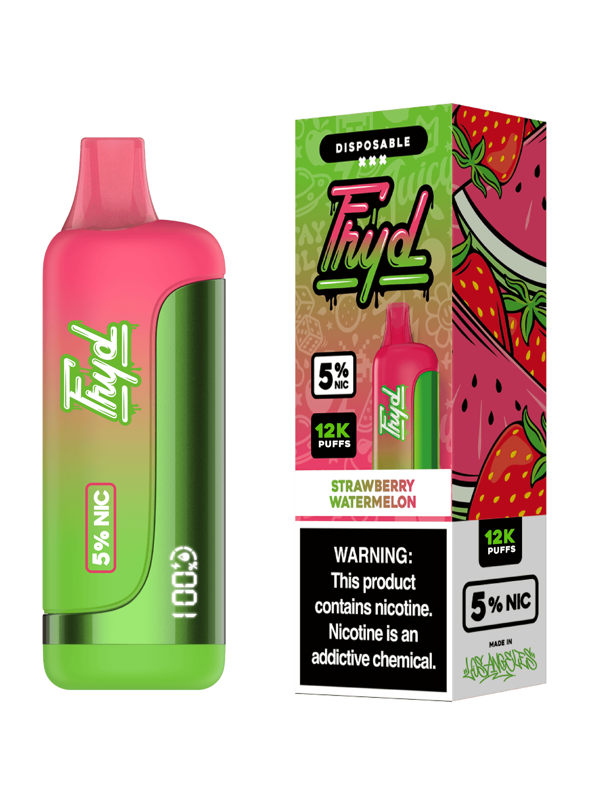 FRYD Disposable 12,000 Puffs 17mL 50mg | MOQ 5 | Strawberry Watermelon with packaging