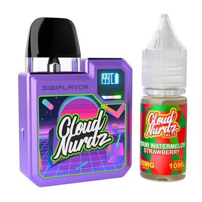 Geekvape Digi-Q Kit + Daddy’s Vapor 10mL Salts 50mg (Pod System + E-Liquid) Kit Color: Purple Flavor: Sour Watermelon Strawberry 50mg