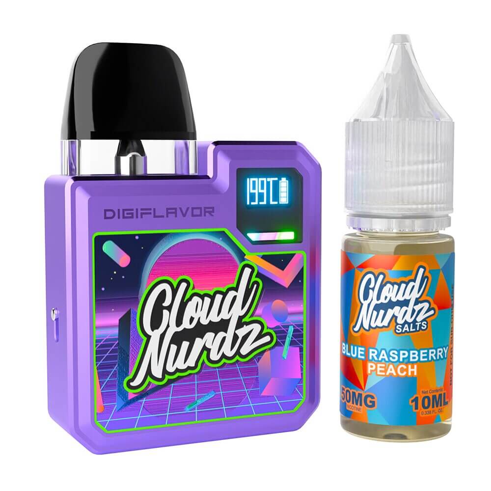 Geekvape Digi-Q Kit + Daddy’s Vapor 10mL Salts 50mg (Pod System + E-Liquid) Kit Color: Purple Flavor: Blue Raspberry Peach 50mg