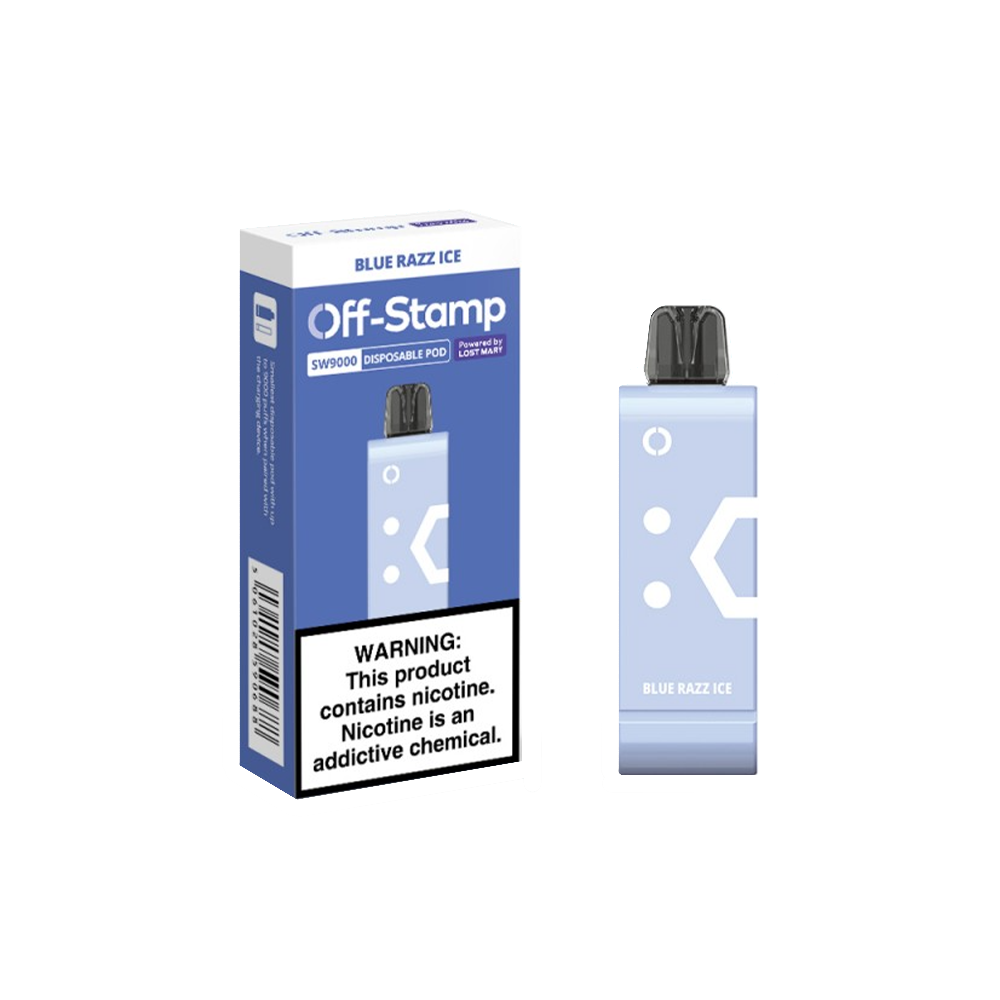 Off Stamp Pod Disposable 9000 Puffs 13mL 50mg | MOQ 10 (Pod Disposable Only) | Blue Razz Ice with packaging