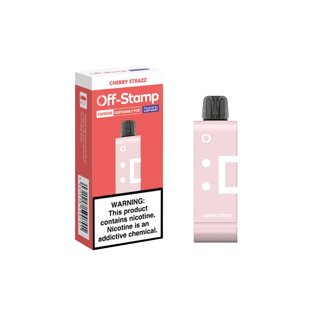 Off Stamp Pod Disposable 9000 Puffs 13mL 50mg | MOQ 10 (Pod Disposable Only) | Cherry Strazz with packaging