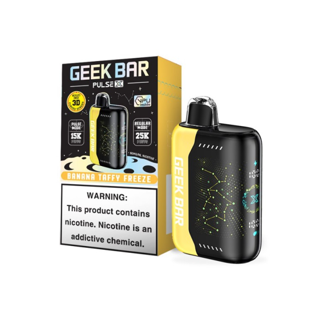 Geek Bar Pulse X Disposable 25000 Puffs 18mL 50mg | MOQ 5 | Banana Taffy Freeze with packaging