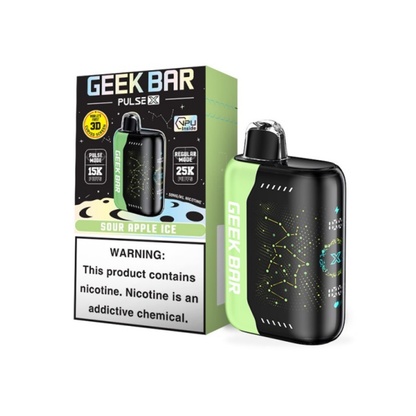 Geek Bar Pulse X Disposable 25000 Puffs 18mL 50mg | MOQ 5 | Sour Apple Ice with packaging