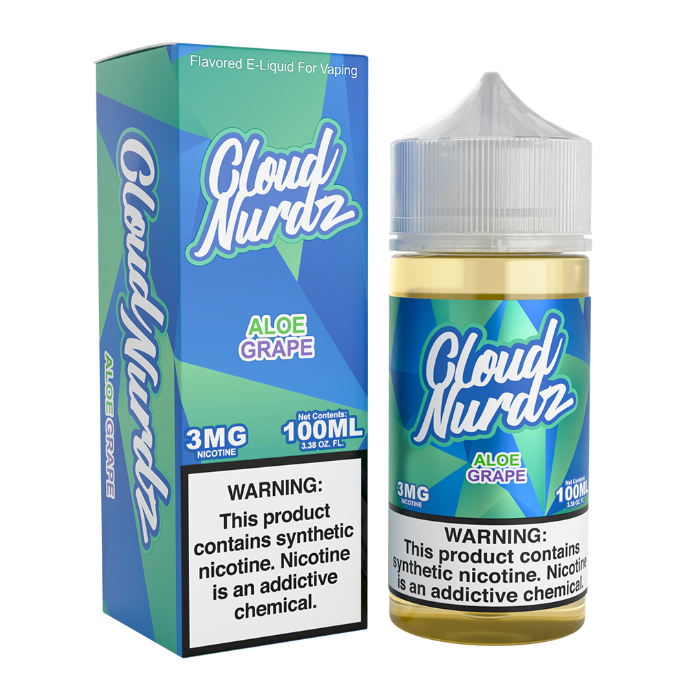 Cloud Nurdz Series E-Liquid 100mL (Freebase) Aloe Grape with Packaging