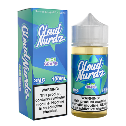 Cloud Nurdz Series E-Liquid 100mL (Freebase) Aloe Grape with Packaging