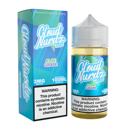 Cloud Nurdz Series E-Liquid 100mL (Freebase) Aloe Grape Ice with Packaging