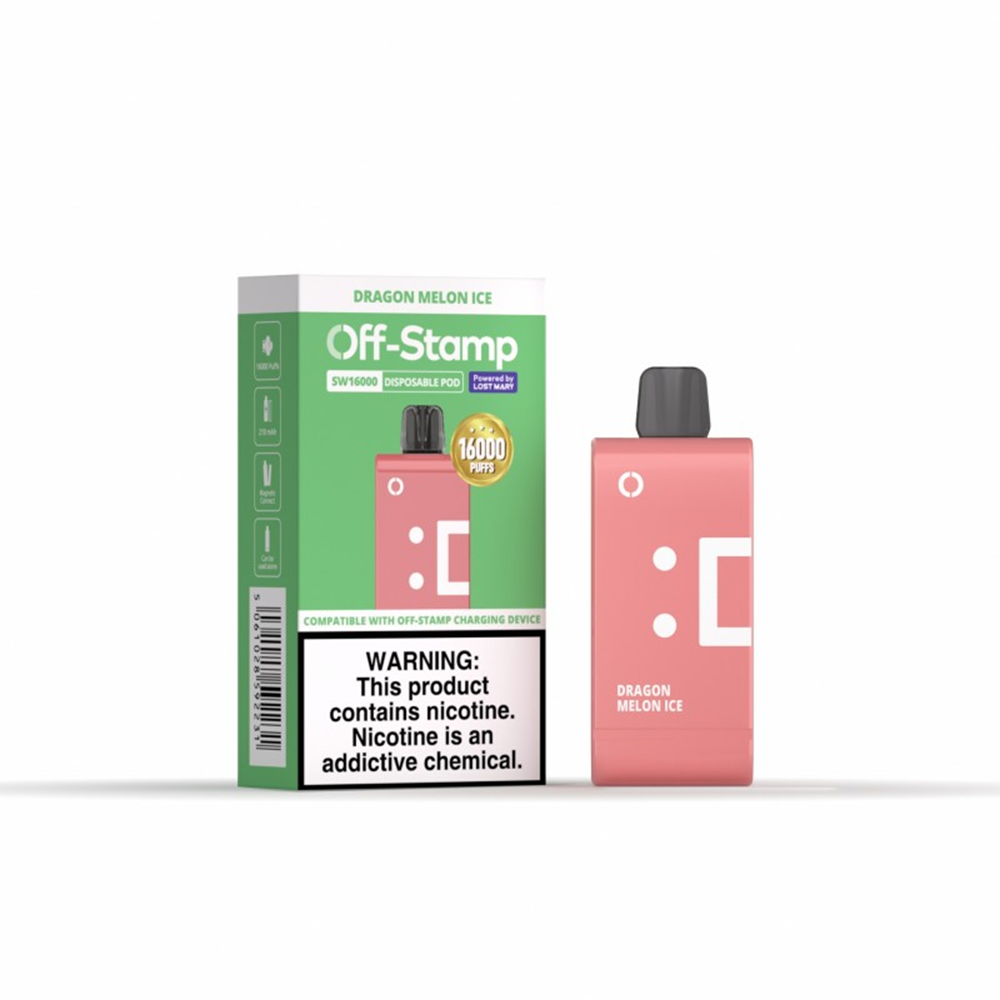 Off Stamp SW16000 Disposable 16000 Puffs 17mL 50mg | MOQ 5 (Pod Disposable Only) Dragon Melon Ice with packaging