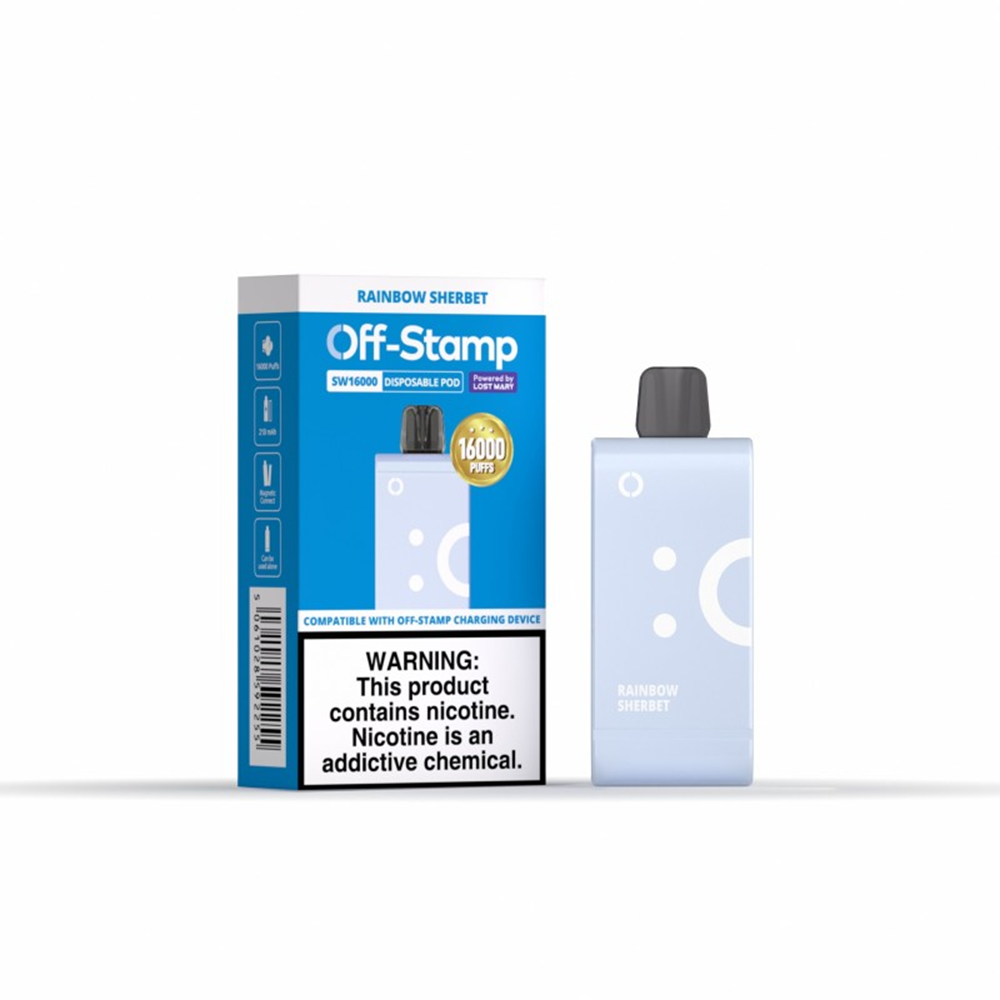 Off Stamp SW16000 Disposable 16000 Puffs 17mL 50mg | MOQ 5 (Pod Disposable Only) Rainbow Sherbet with Packaging