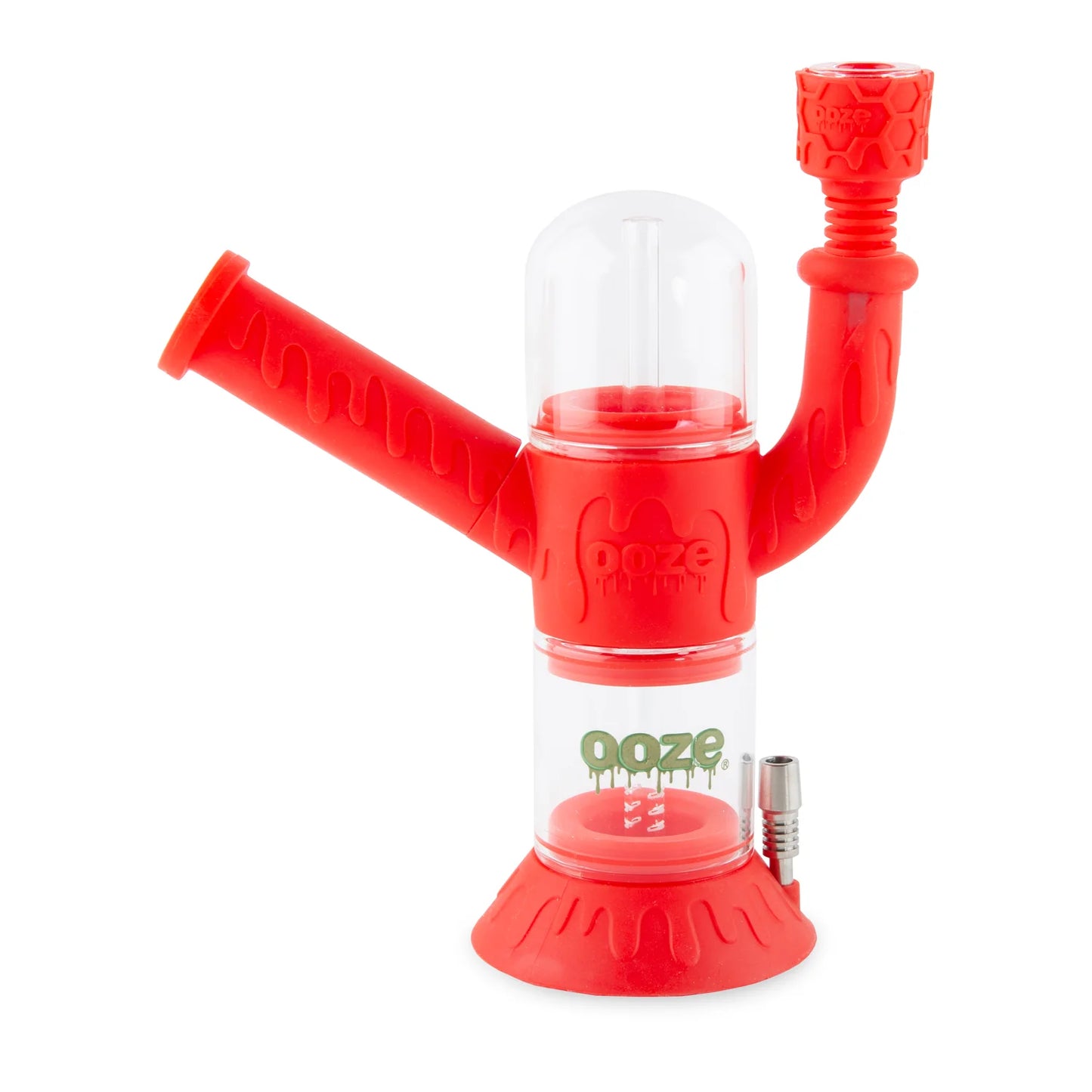 OOZE CRANIUM SILICONE WATER PIPE & NECTAR COLLECTOR Scarlet