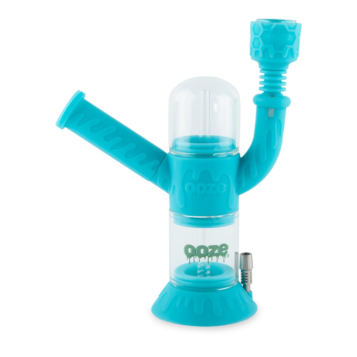 OOZE CRANIUM SILICONE WATER PIPE & NECTAR COLLECTOR Aqua Teal
