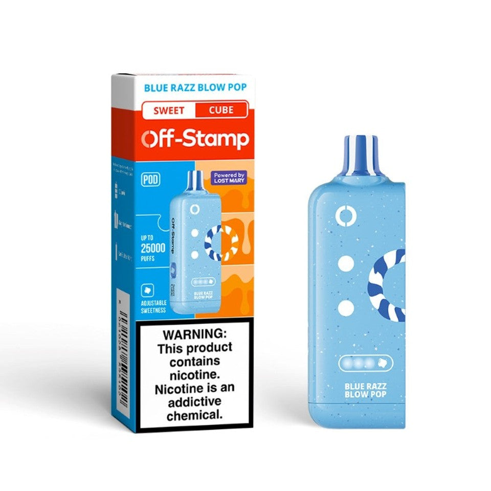 Off-Stamp Sweet Cube Pod 25K 5Ct Blue Razz Blow Pop - with packaging 