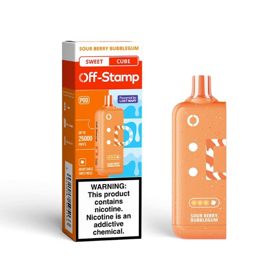 Off-Stamp Sweet Cube Pod 25K 5Ct Sour Berry Bubblegum - with packaging