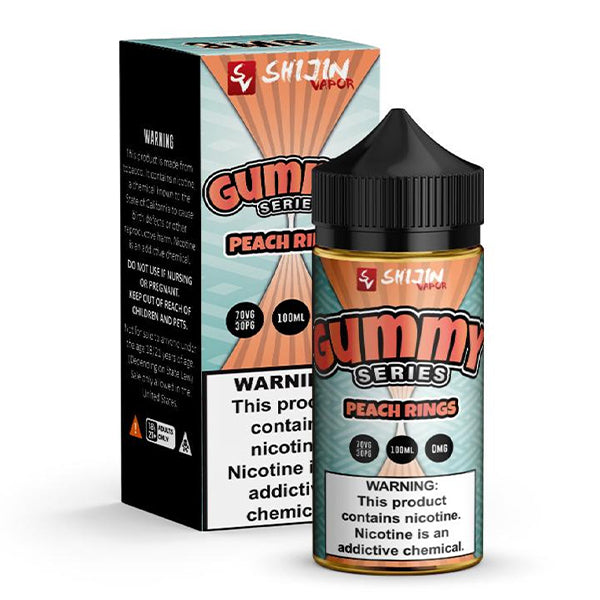 Gummy O’s Series E-Liquid 100mL (Freebase) Peach Rings with packaging