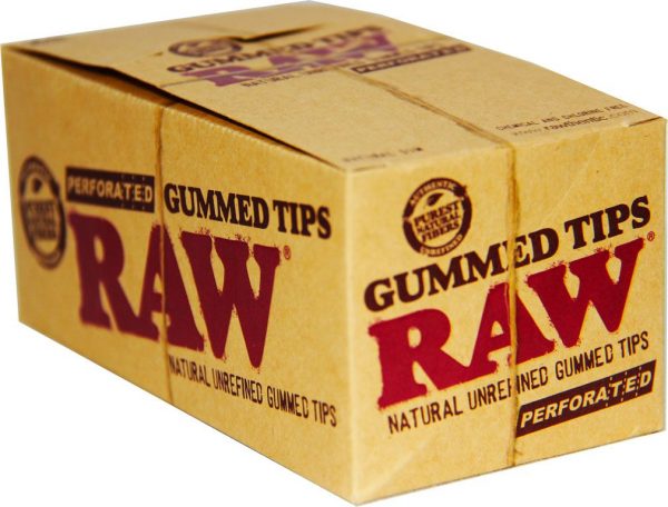 Raw Natural Unrefined Perforated Gummed Tips 33 tips per pack 24pk