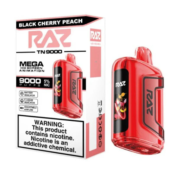 RAZ TN9000 Disposable 9000 Puffs 12mL 50mg | MOQ 5 Black Cherry Peach with Packaging