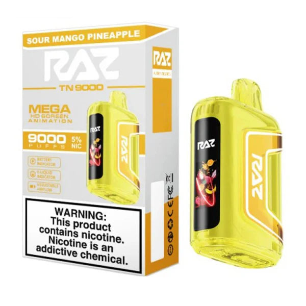 RAZ TN9000 Disposable 9000 Puffs 12mL 50mg | MOQ 5 Sour Mango Pineapple with Packaging