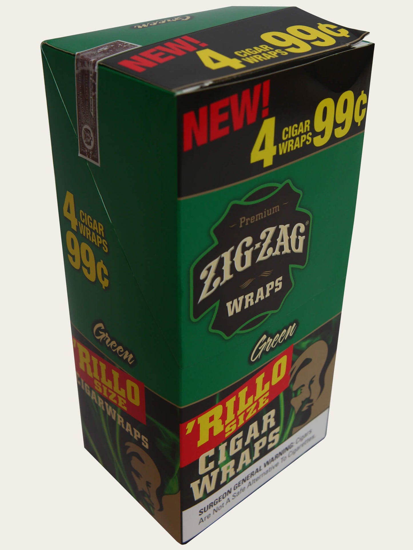 Zig-zag 4pk Rillo Size Wrap Green packaging