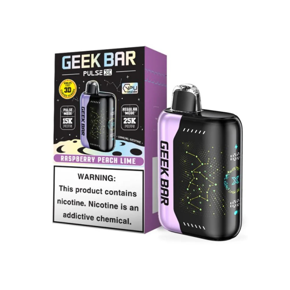 Geek Bar Pulse X Disposable 25000 Puffs 18mL 50mg | MOQ 10 | Raspberry Peach Lime with packaging