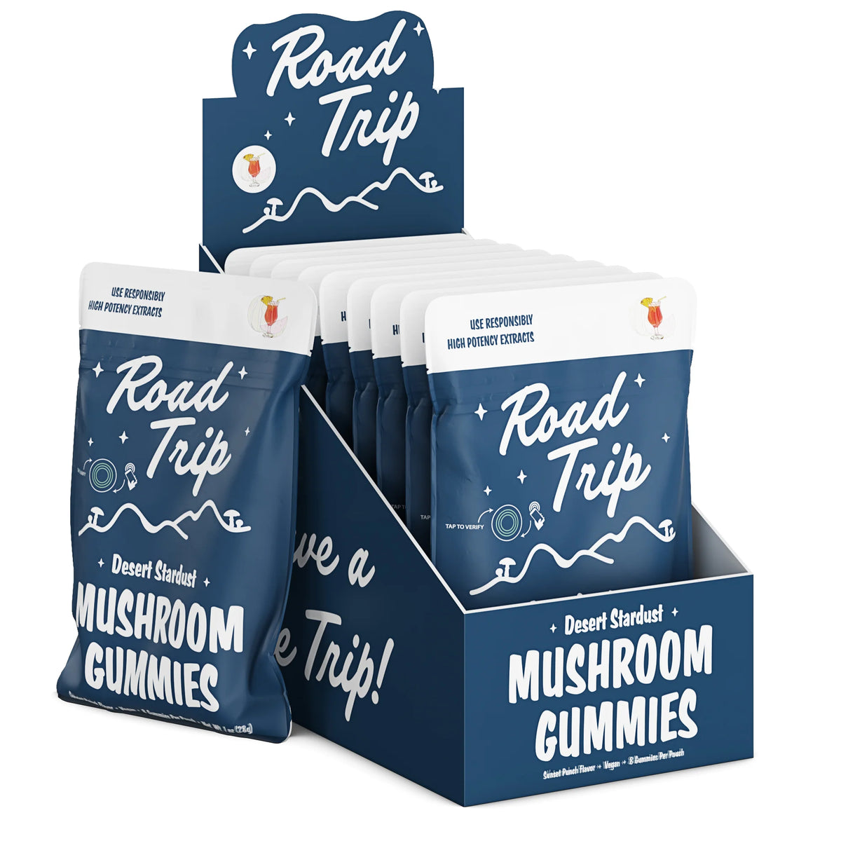 Road Trip Desert Stardust Mushroom Gummies 10Ct Sunset Punch with Packaging