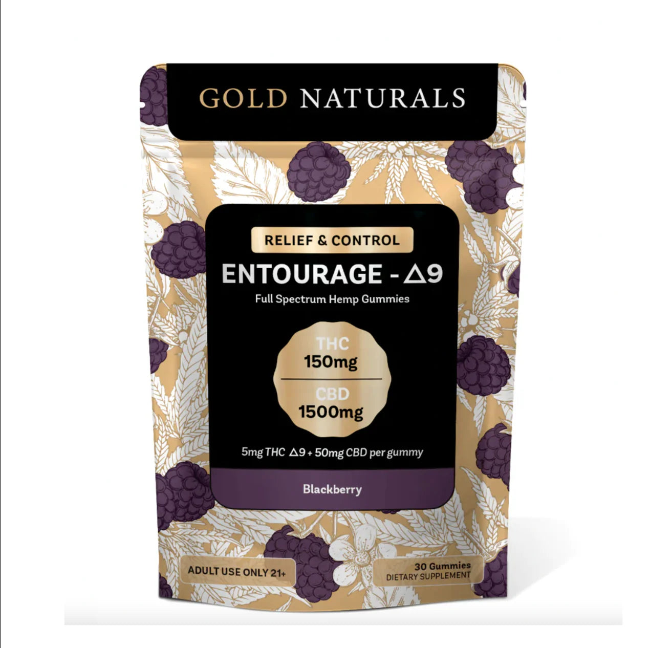 Gold Naturals Entourage D9 Gummy 1Ct Blackberry (Relief & Control)