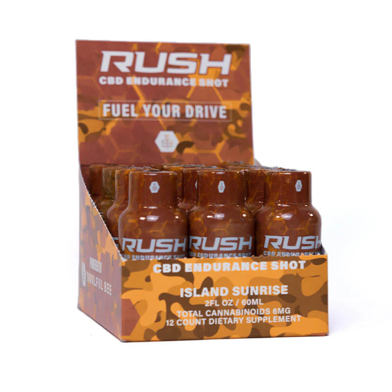 Soulful Bee Rush Cbd Shot 12Ct Island Sunrise with Packaging
