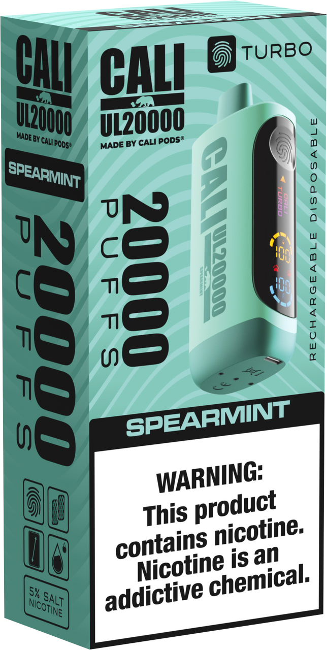 Cali Pod UL20000 6ct Spearmint Packaging