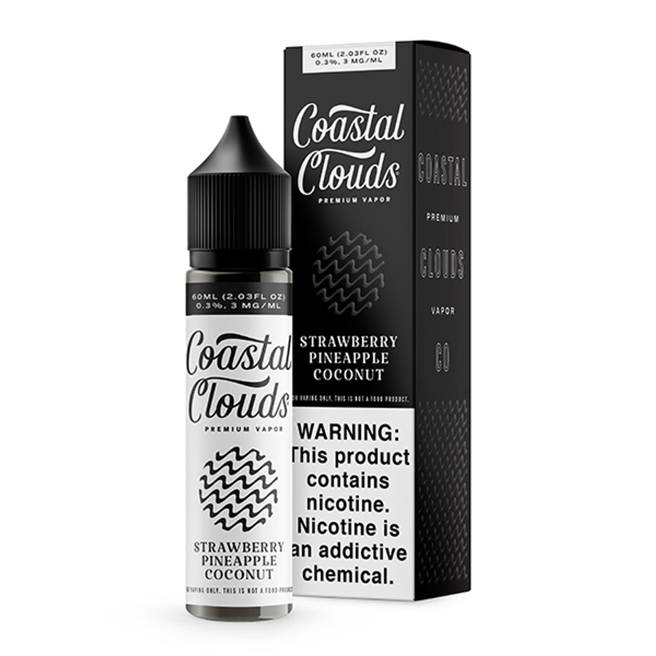 Coastal Clouds E-Liquid | 60mL | Strawberry Pineapple Coconut with packaging