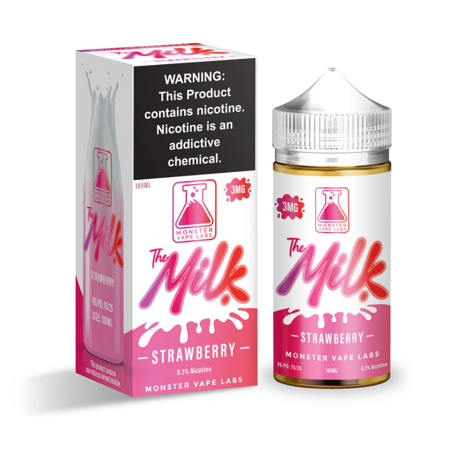 Monster Vape Labs The Milk 100mL 3mg | Strawberry with packaging 