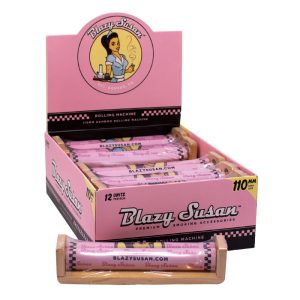 BLAZY SUSAN ROLLING MACHINE PINK 110 MM KING SIZE BAMBOO ROLLING MACHINE 12CT BOX