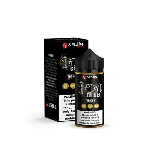 100 Club Series E-Liquid 100mL (Freebase) Tobacco with packaging