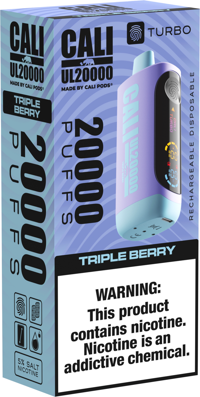 Cali Pod UL20000 6ct Triple Berry Packaging