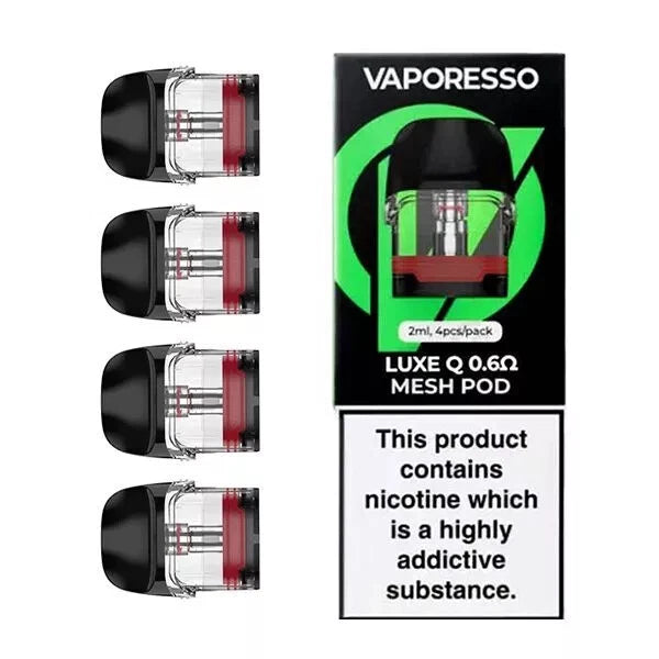 Vaporesso Luxe Q Pod 4/Pack 0.6 ohm Mesh Pod with packaging