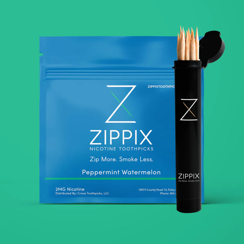 Zippix Toothpicks Peppermint Watermelon with packaging